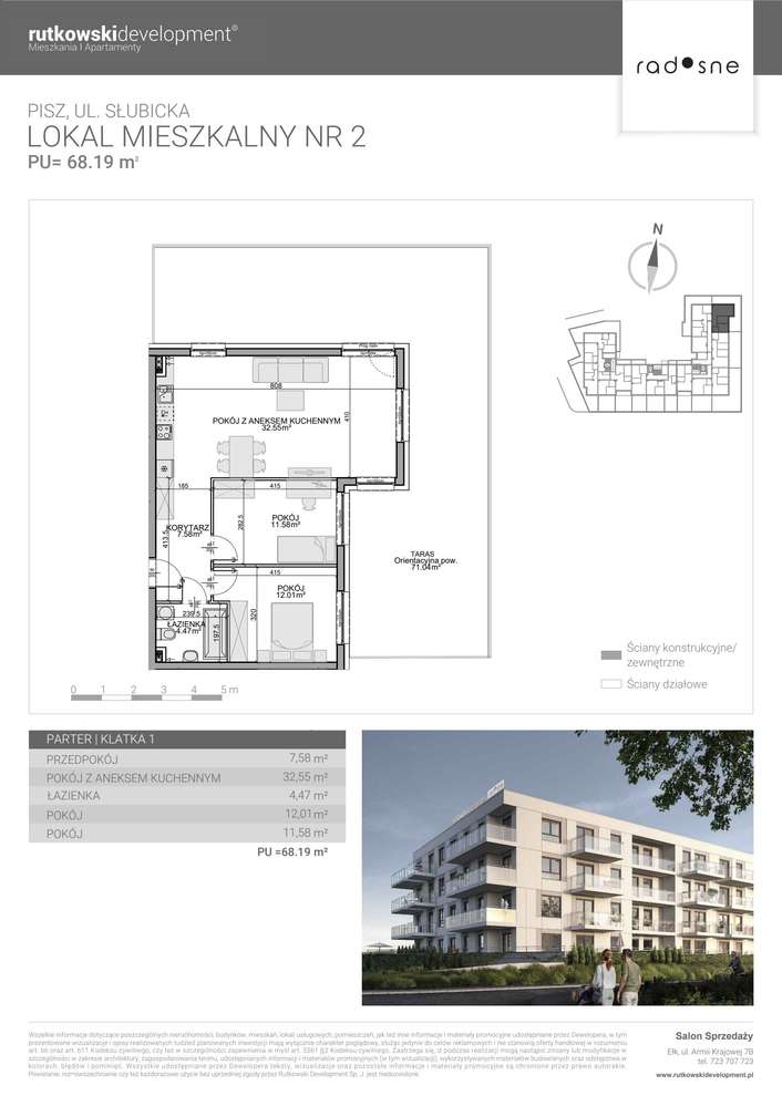 3-pokojowe mieszkanie 68m2 + taras Bez Prowizji - Pełny obrazek: 2/5
