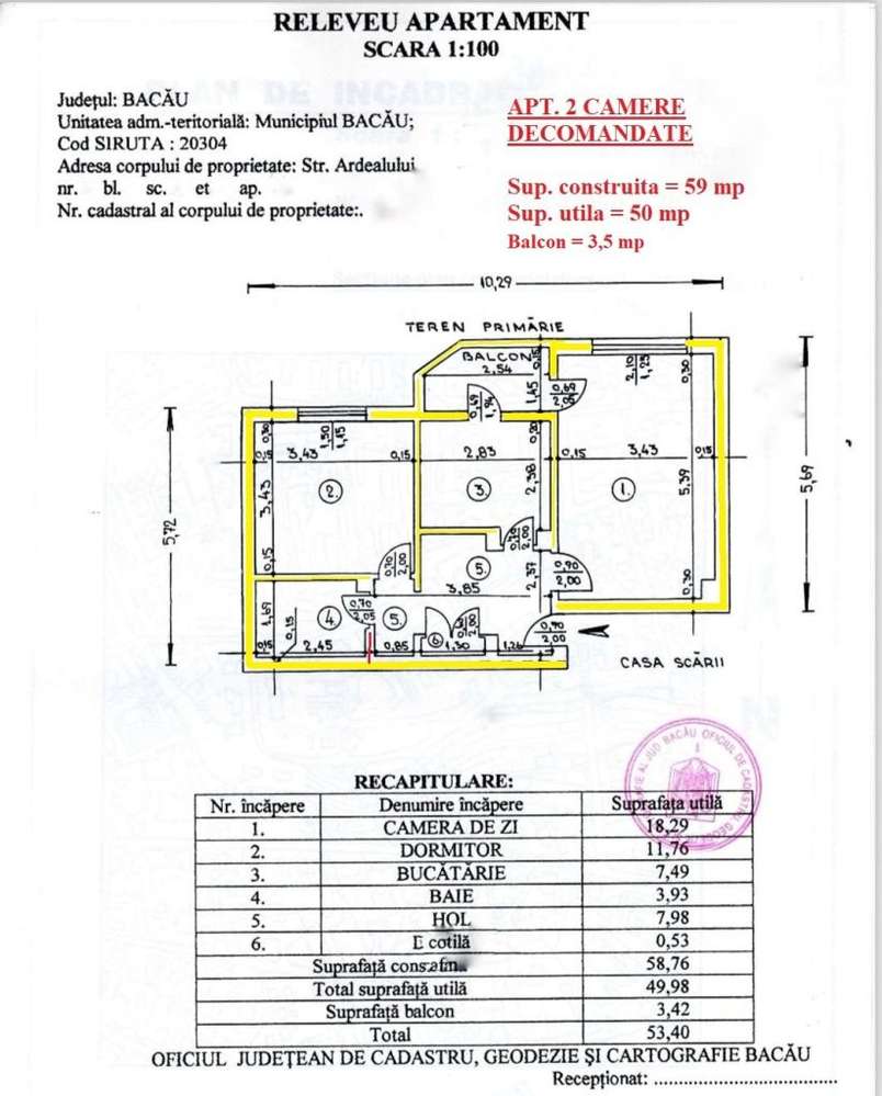 Apartament 2 camere de vanzare, str. Ardealului, Bacau-2