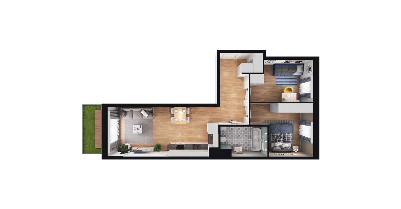 3-pokojowe mieszkanie 59m2 + ogródek Bezpośrednio - Pełny obrazek: 2/7