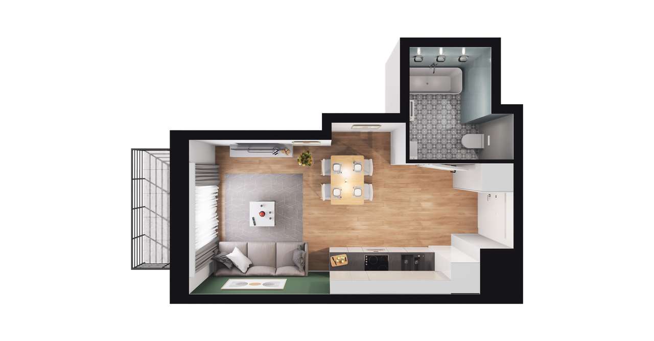 1-pokojowe mieszkanie 25m2 + balkon Bez Prowizji - Pełny obrazek: 2/8