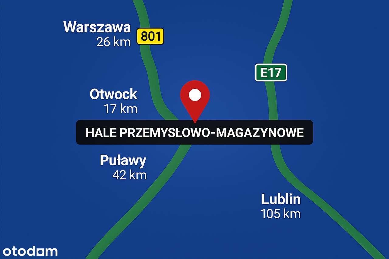 Dwie hale magazynowo - produkcyjne 26 km od Warszawy przy trasie 801-12