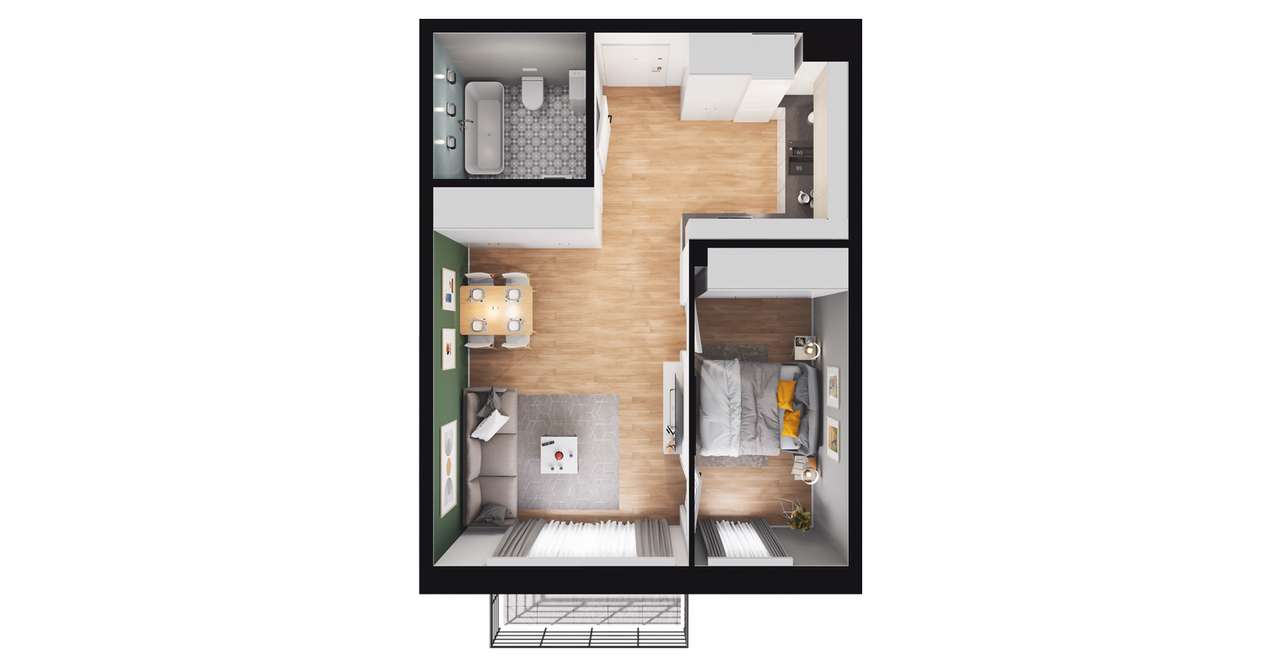 2-pokojowe mieszkanie 44m2 Bez Pośredników - Pełny obrazek: 3/5