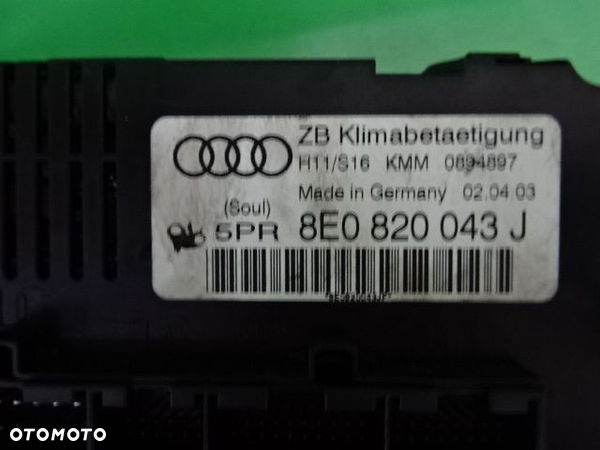 PANEL STEROWANIA NAWIEWU AUDI A4 B6 8E0820043J NR80 - 6