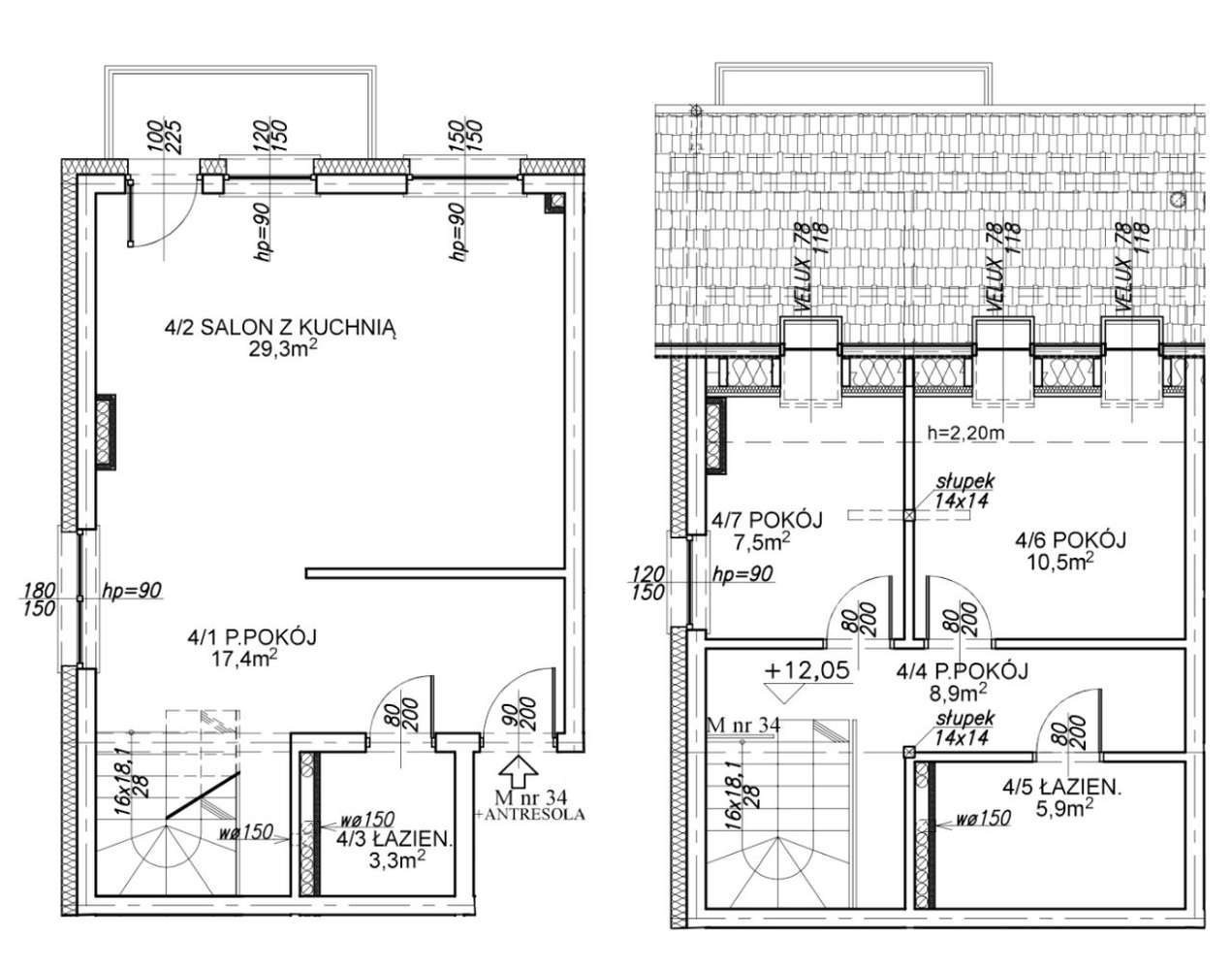 Apartament M-34 pow. 82,8m2/schody w cenie/dwa poziomy/balkon/3 pokoje - Pełny obrazek: 2/4