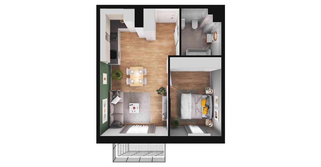 2-pokojowe mieszkanie 42m2 Bez Pośredników - Pełny obrazek: 2/8