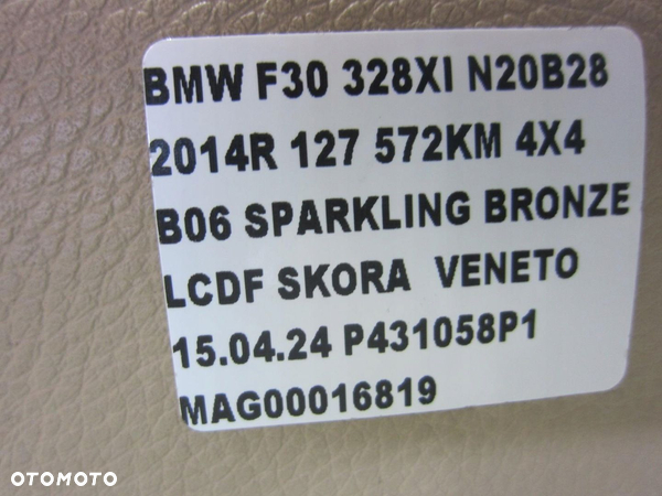 BMW F30 FOTELE KANAPA BOCZKI BEŻ VENETO BEIGE ZESTAW TAPICERKA 7303713 - 15