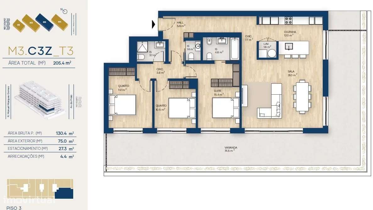 Apartamento T3 | Canidelo, V.N.Gaia - Grande imagem: 2/39