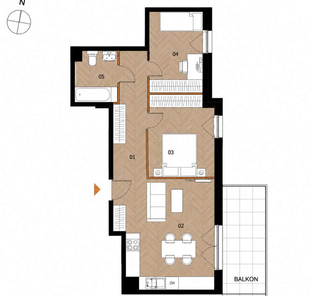 3 pokoje | 57,53 m² | Balkon | Wysoki standard-1