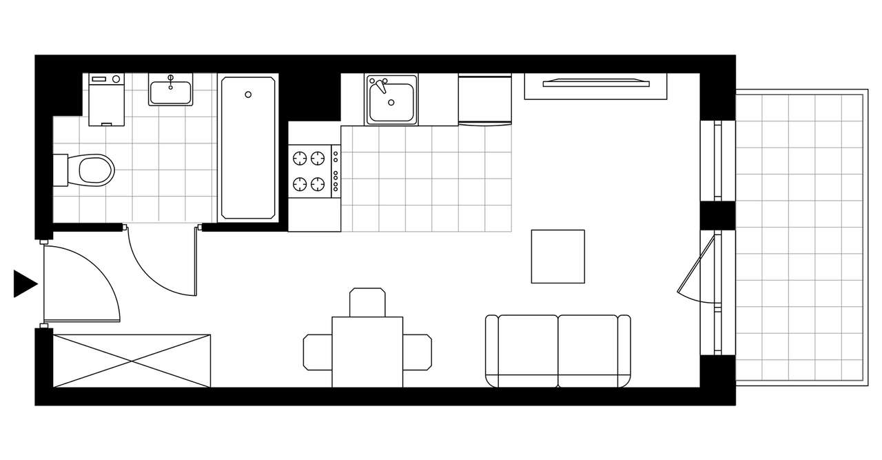 1-pokojowe mieszkanie 25m2 + balkon Bezpośrednio - Pełny obrazek: 4/9