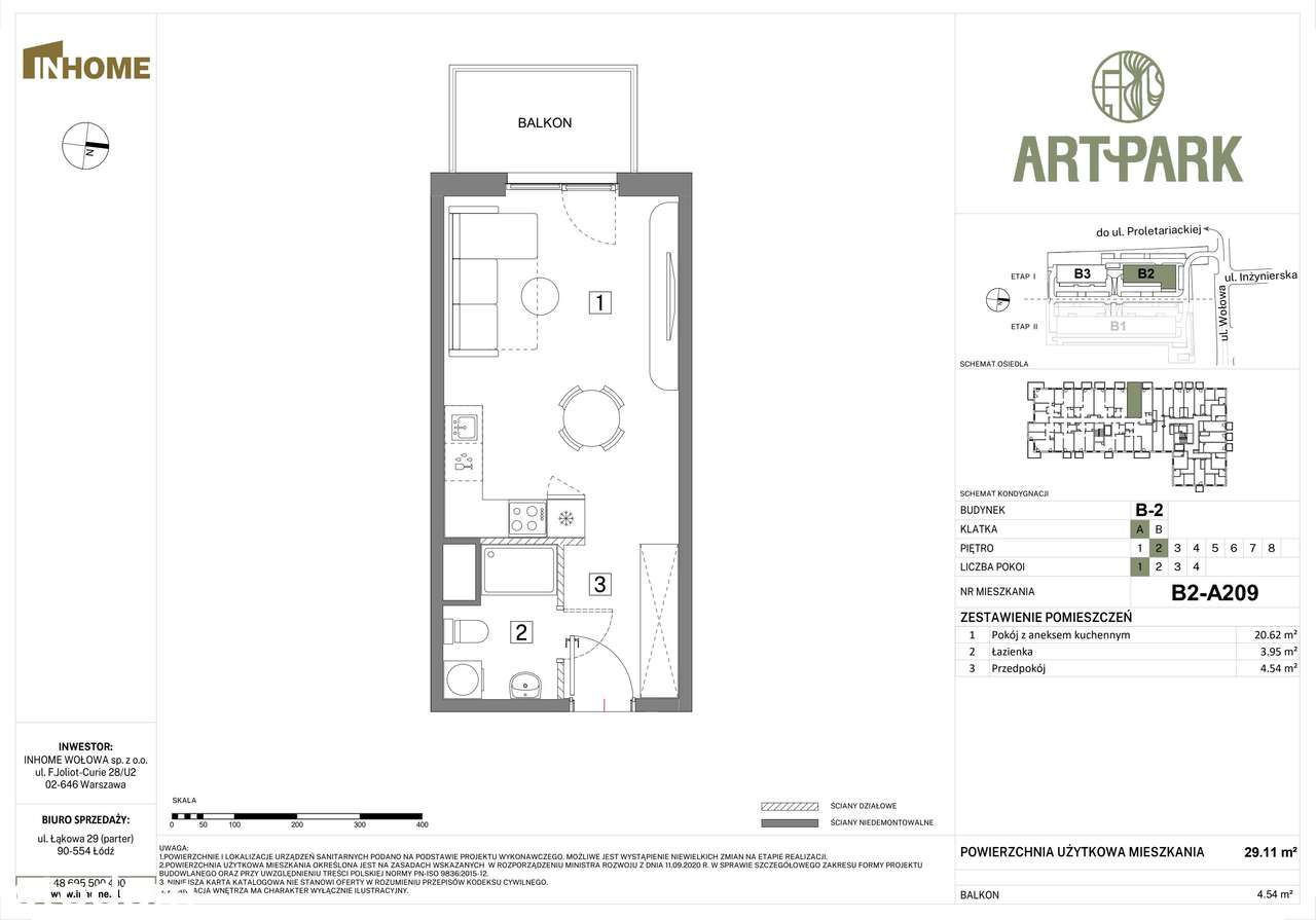1-pokojowe mieszkanie 29m2 + balkon - Pełny obrazek: 2/9