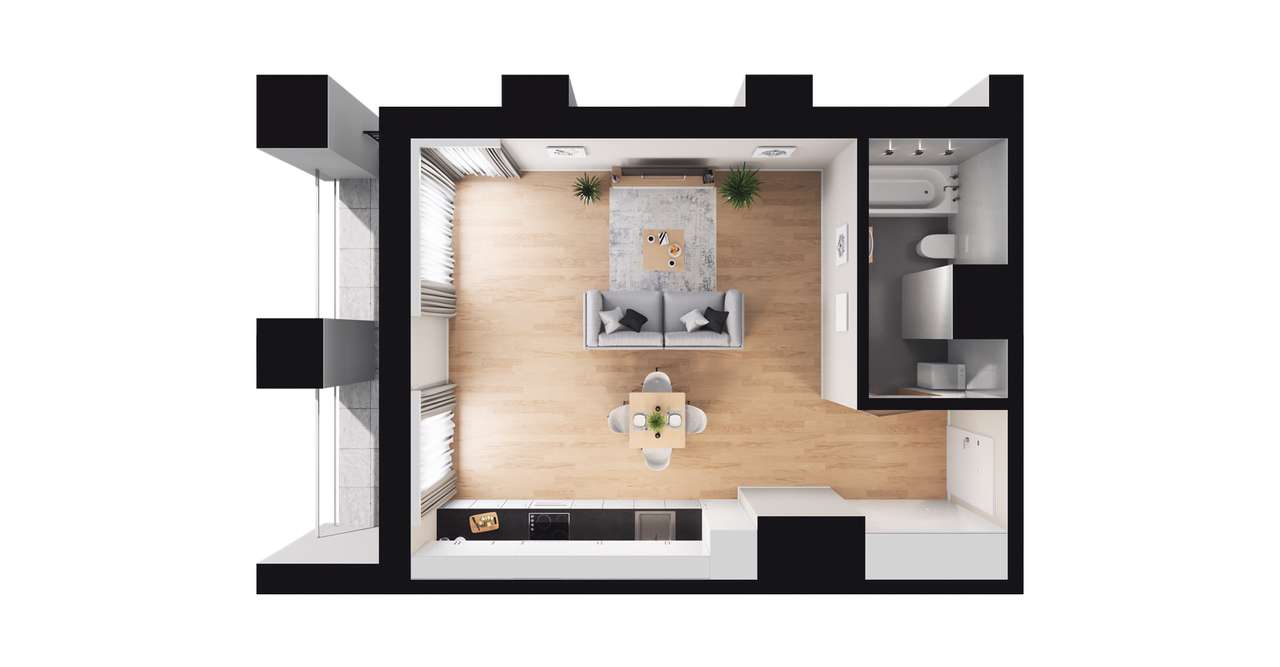 2-pokojowe mieszkanie 38m2 + loggia Bez Prowizji - Pełny obrazek: 2/8