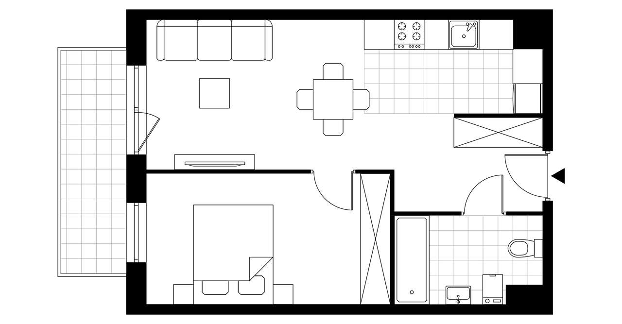 2-pokojowe mieszkanie 43m2 + balkon Bezpośrednio - Pełny obrazek: 4/7