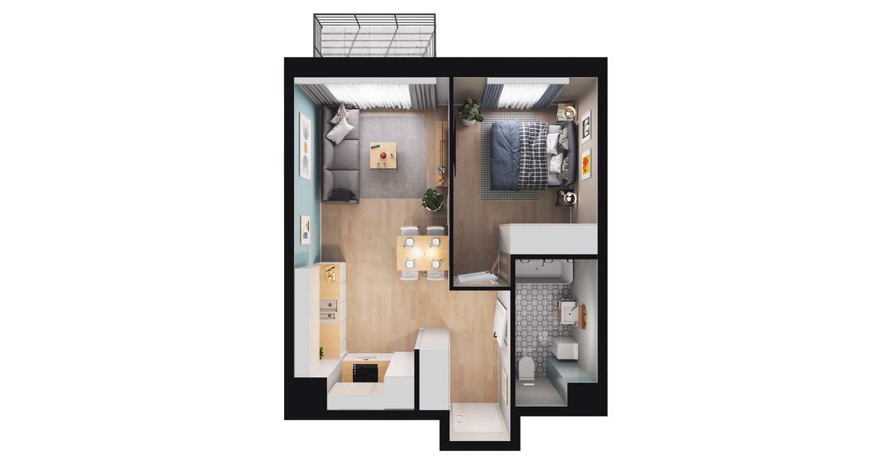 2-pokojowe mieszkanie 38m2 + balkon Bez Prowizji - Pełny obrazek: 2/8