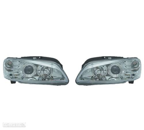 FARÓIS ANGEL EYES PARA PEUGEOT 106 96+ FUNDO CROMADO - 1