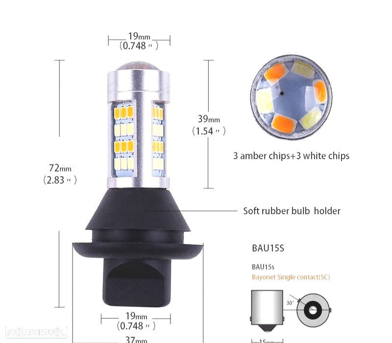 LÂMPADAS BAU15S LUZ DIURNA LED DRL + PISCAS CANBUS - 2