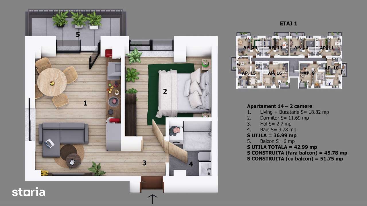 Apartament 2 camere Nichita Stanescu Ion Creanga Odaile 500m DN1-7