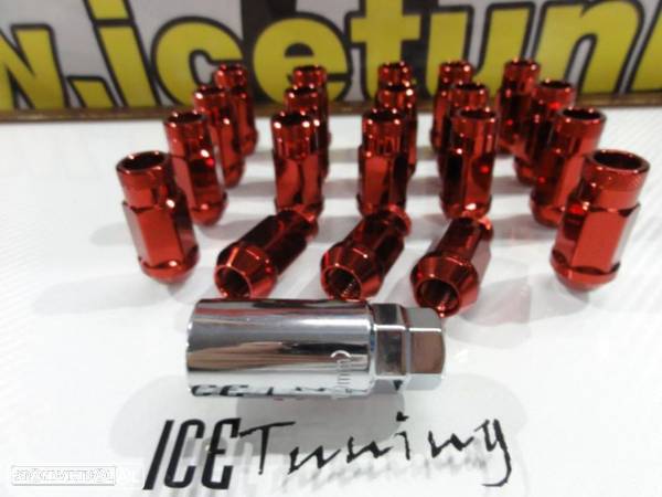 Porcas Lug Nuts para honda,Mazda,etc  45mm 12x1.50 Vermelho Conjunto 20 Unidades - 5