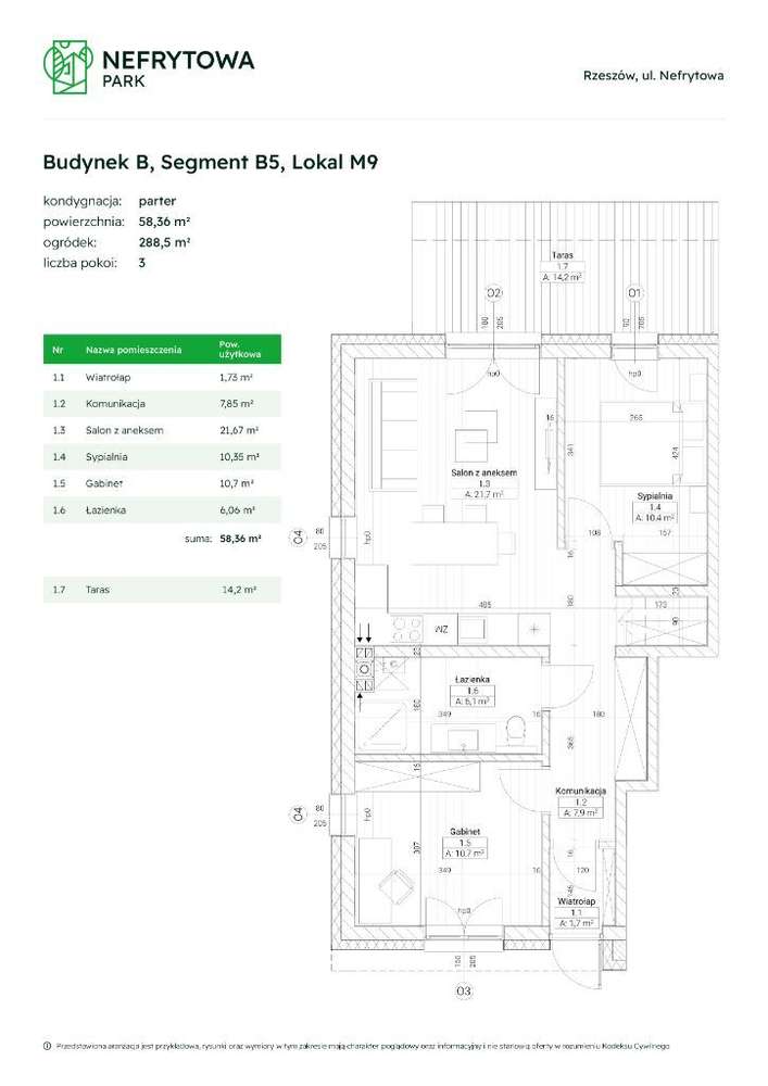Nowe osiedle -Nefrytowa Park - Narożne mieszkanie z ogródkiem - Pełny obrazek: 5/17