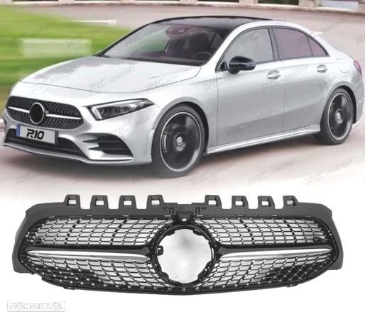 GRELHA FRONTAL PARA MERCEDES CLASSE A W177 V177 LOOK A35 DIAMOND PRETO CAMERA - 1