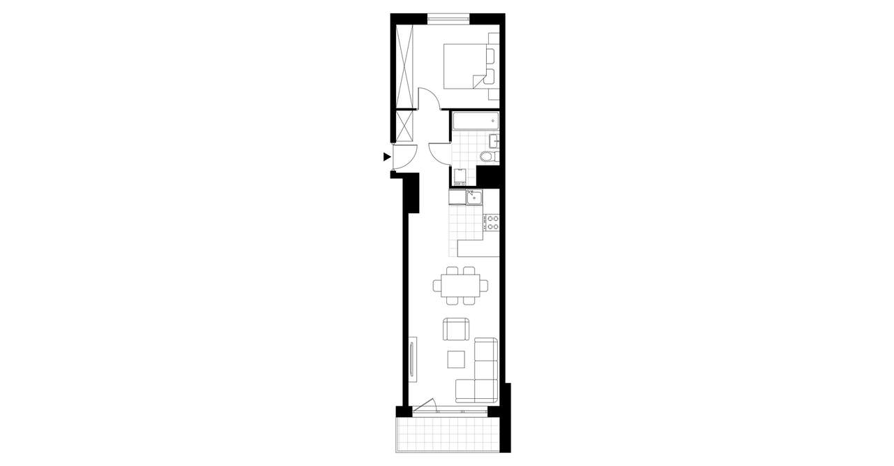 2-pokojowe mieszkanie 45m2 + balkon - Pełny obrazek: 3/8