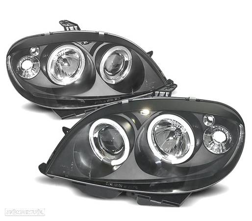 FARÓIS ANGEL EYES PARA CITROEN SAXO 99-03 FUNDO PRETO - 1