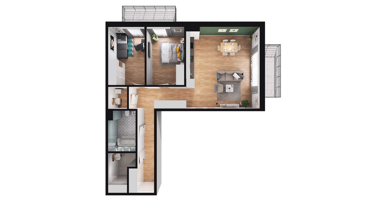 3-pokojowe mieszkanie 83m2 + ogródek - Pełny obrazek: 2/7