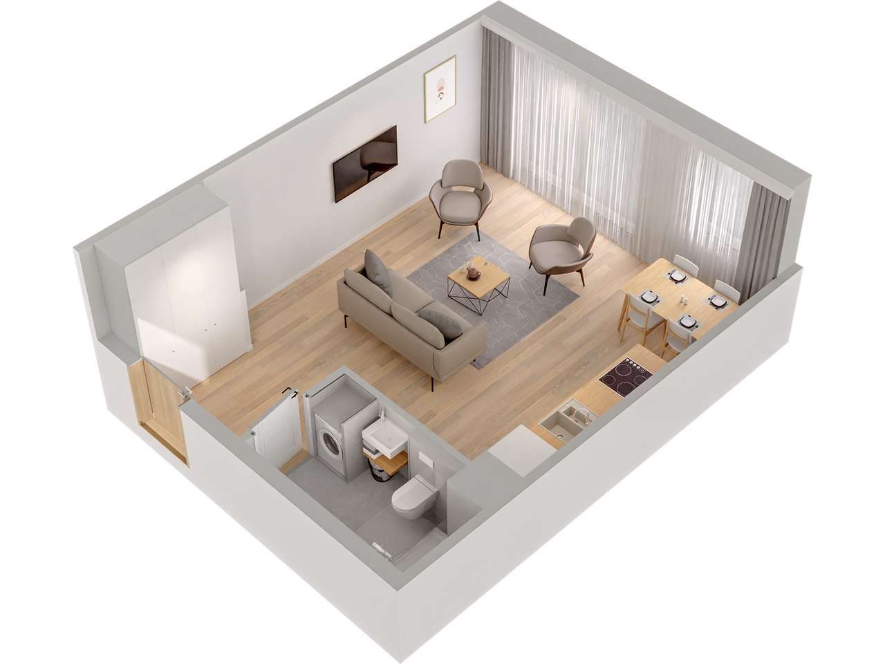 1-pokojowe mieszkanie 35,74 m2 - Pełny obrazek: 5/8