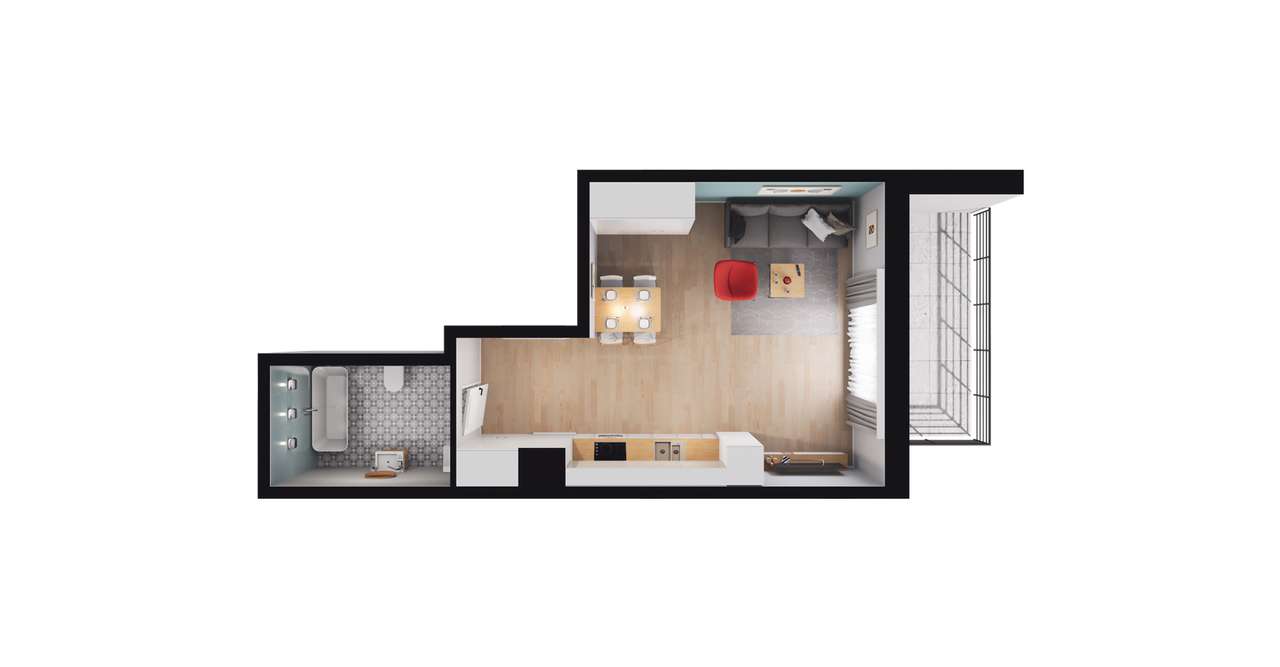 1-pokojowe mieszkanie 33m2 + balkon Bez Prowizji - Pełny obrazek: 2/8