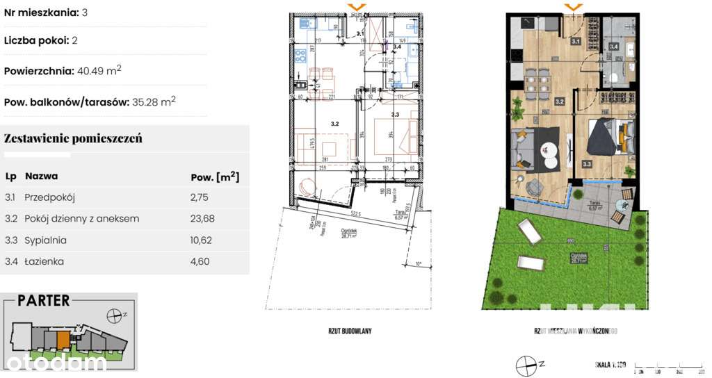 2pok. | nowe | wykończone | taras | brak PCC 2%-14
