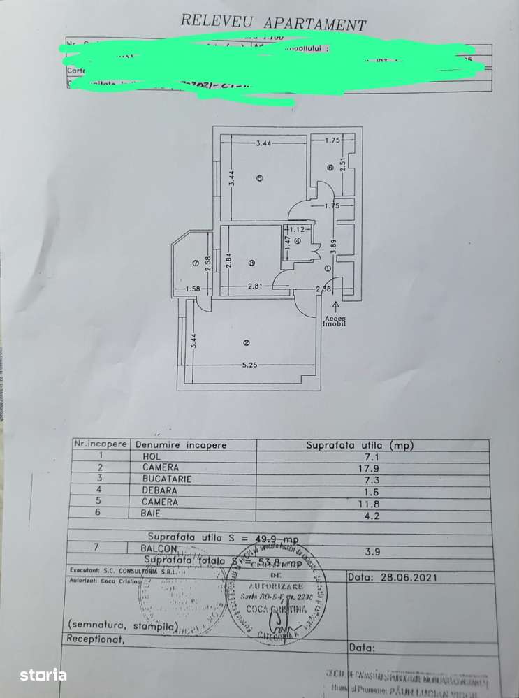 Apartament 2 camere ,etaj 1, decomandat, 54mp, Dezrobirii Inel 2-0