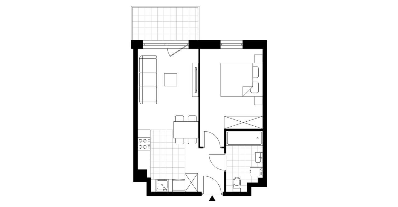 2-pokojowe mieszkanie 38m2 + balkon - Pełny obrazek: 3/8
