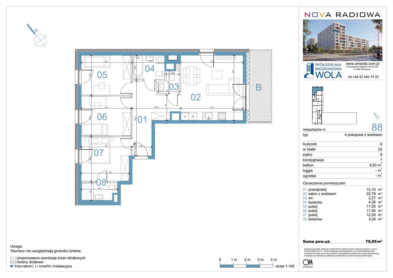 4-pokojowe mieszkanie 78m2 + balkon Bezpośrednio - Pełny obrazek: 2/9