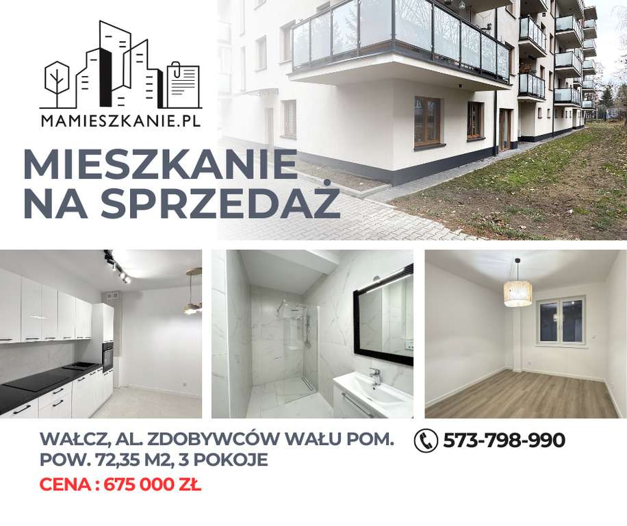 Wałcz, mieszkanie z ogródkiem- 3 pokoje, parter-0