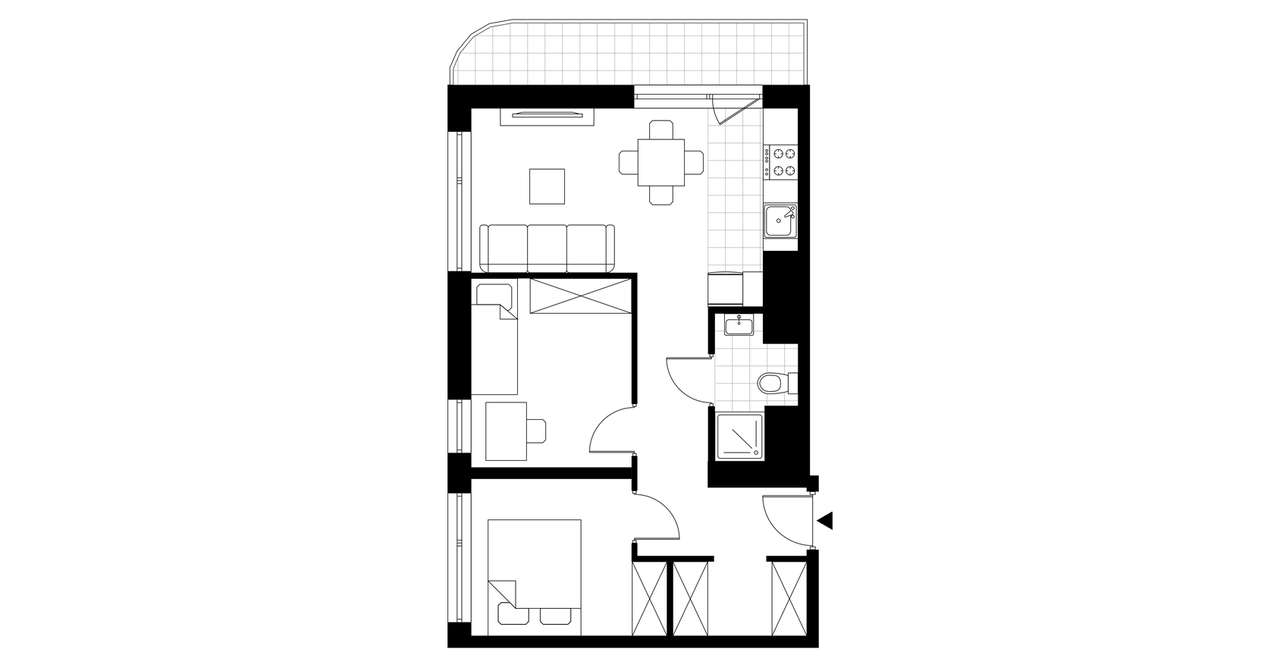 3-pokojowy apartament inwestycyjny 47m2 + loggia - Pełny obrazek: 3/8