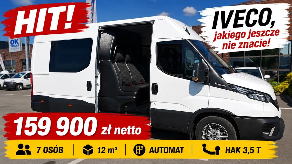 Iveco 35S16A8V 12M3 AUTOMAT IVECO, jakiego jeszcze nie znacie! 7 OSÓB • 12 m³ • AUTOMAT • HAK 3,5t