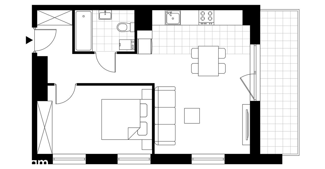2-pokojowe mieszkanie 43m2 + taras Bez Prowizji - Pełny obrazek: 3/8