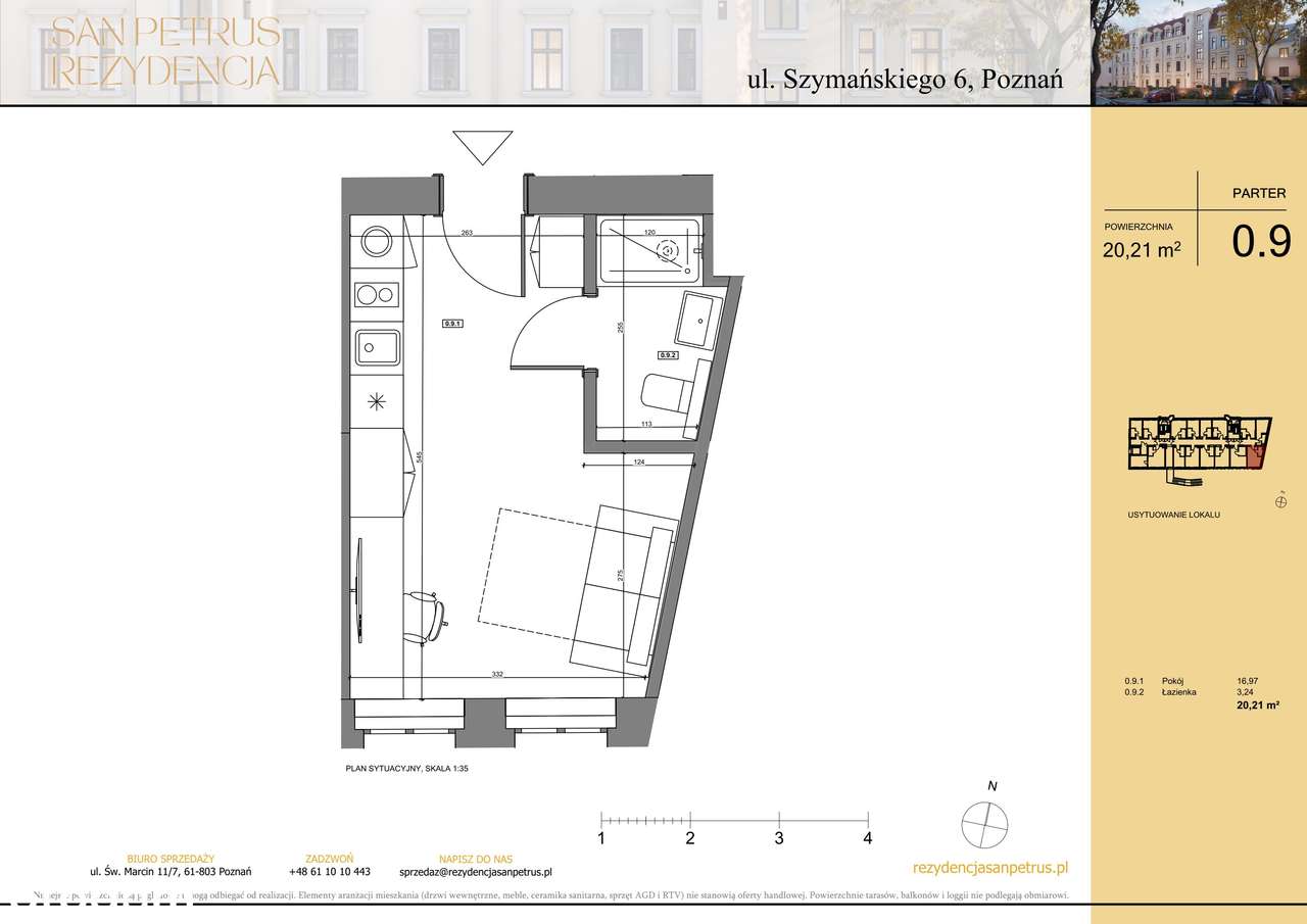1-pokojowe mieszkanie 20m2 Bez Pośredników - Pełny obrazek: 2/7