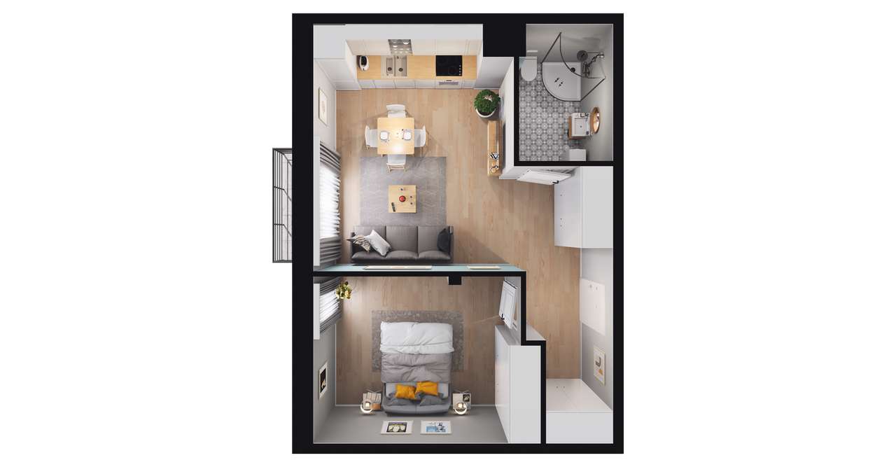 2-pokojowe mieszkanie 41m2 + balkon Bez Prowizji - Pełny obrazek: 3/8