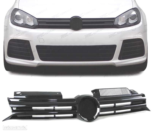 GRELHA FRONTAL PARA VOLKSWAGEN VW GOLF VI 08-12 PRETO BRILHO - 1