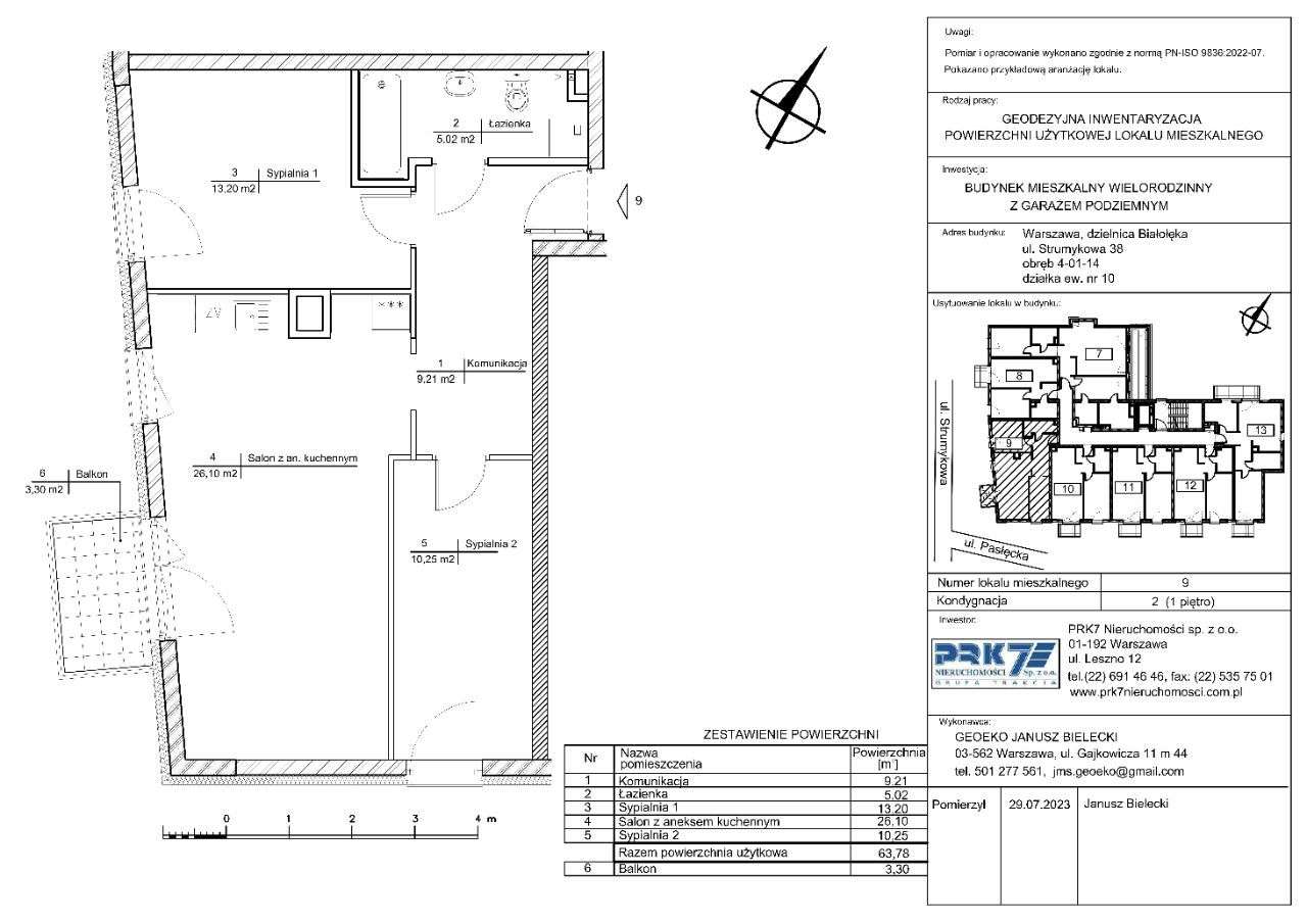 3 pokoje, 63,86m2 z balkonem ul.Strumykowa 38 - Pełny obrazek: 2/5
