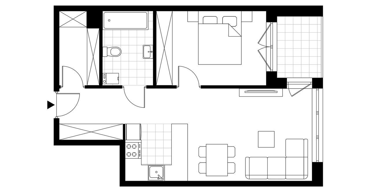2-pokojowe mieszkanie 48m2 + balkon - Pełny obrazek: 3/8