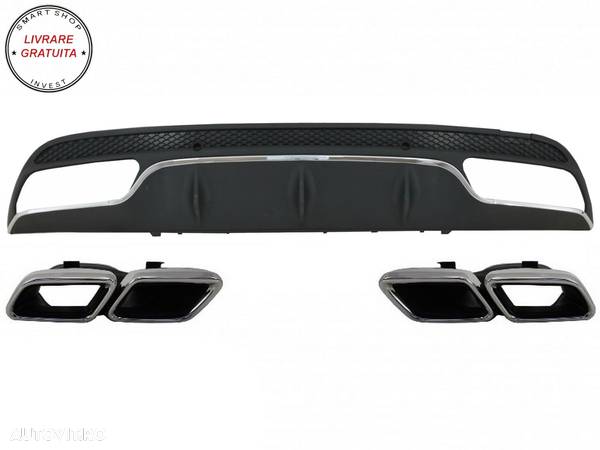 Difuzor Bara Spate cu Ornamente tobe Mercedes C-Class W205 S205 (2014-2020) C63 De- livrare gratuita - 1