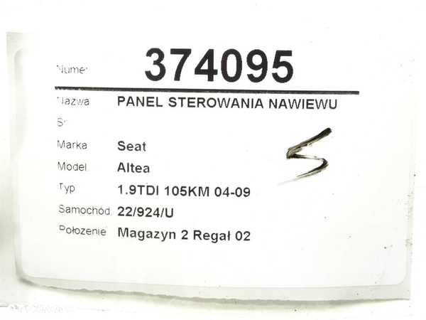 PANEL STEROWANIA NAWIEWU SEAT ALTEA (5P1) 2004 - 2022 1.9 TDI 77 kW [105 KM] olej napędowy 2004 - - 5