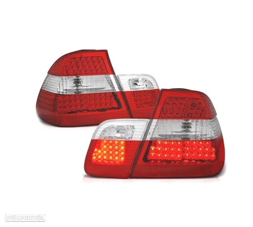 FAROLINS TRASEIROS RESTYLING LED PARA BMW E46 01-05 VERMELHO BRANCO - 1