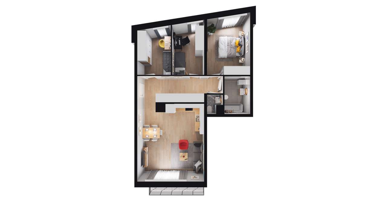 4-pokojowe mieszkanie 66m2 + balkon - Pełny obrazek: 3/9