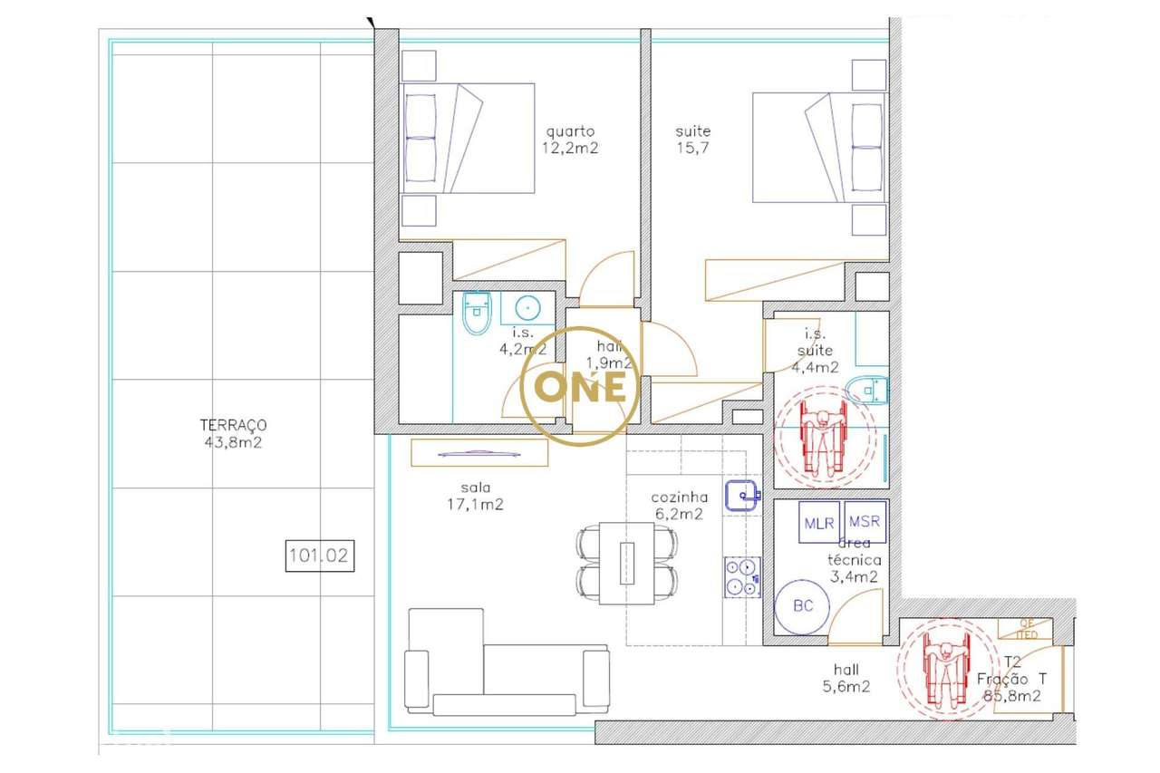 Excelente T2 com 85.80m2 no edifício Antas Redidence II para venda - Grande imagem: 4/4