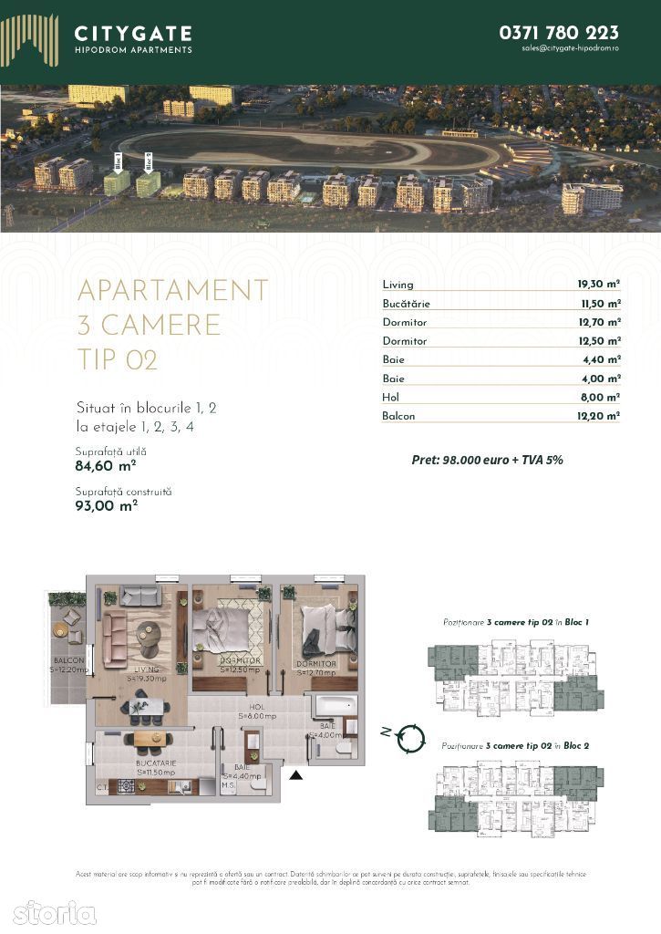 Vanzare apartament 3 camere CITYGATE-HIPODROM APARTAMENTS