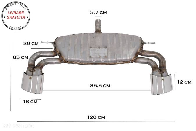 Difuzor Bara Spate cu Sistem de evacuare Audi A3 8V Facelift (2016-2019) Hatchback- livrare gratuita - 12