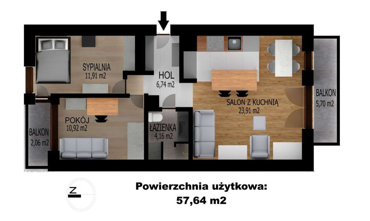 Dąbska 3 pok 58m2 dwustronne balkon garaż komórka-1