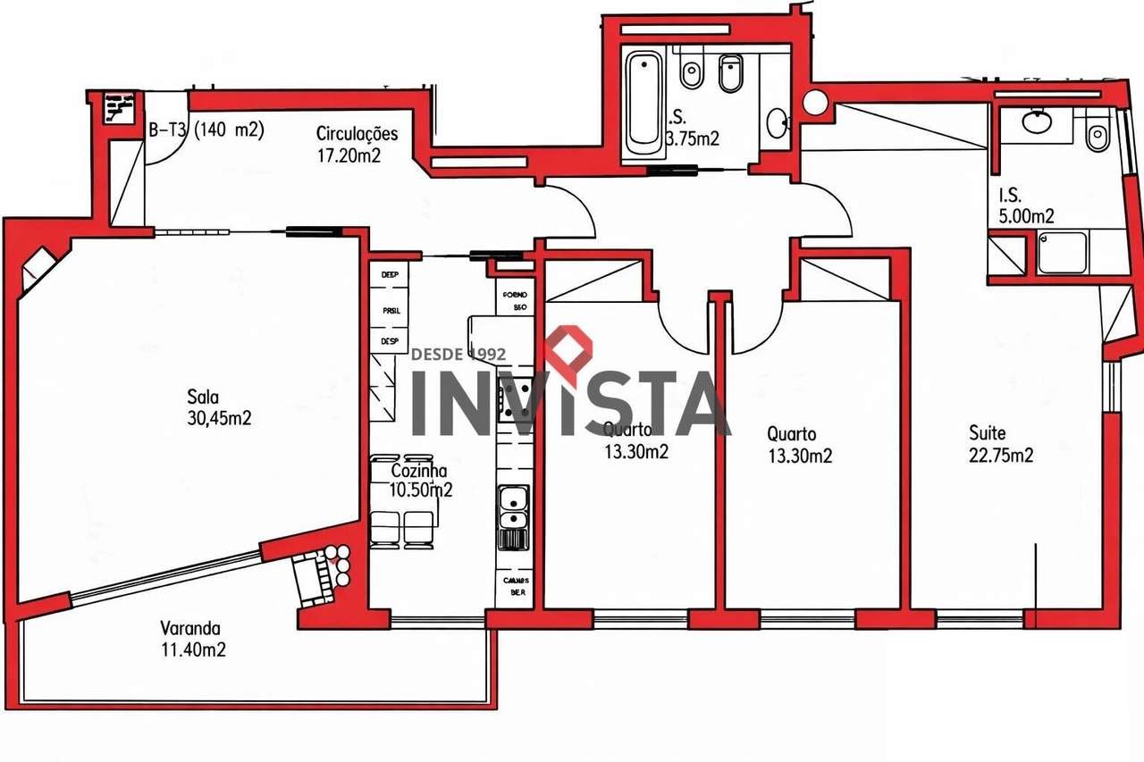 T3 com varanda e box dupla na Urbanização da Malvarosa-30